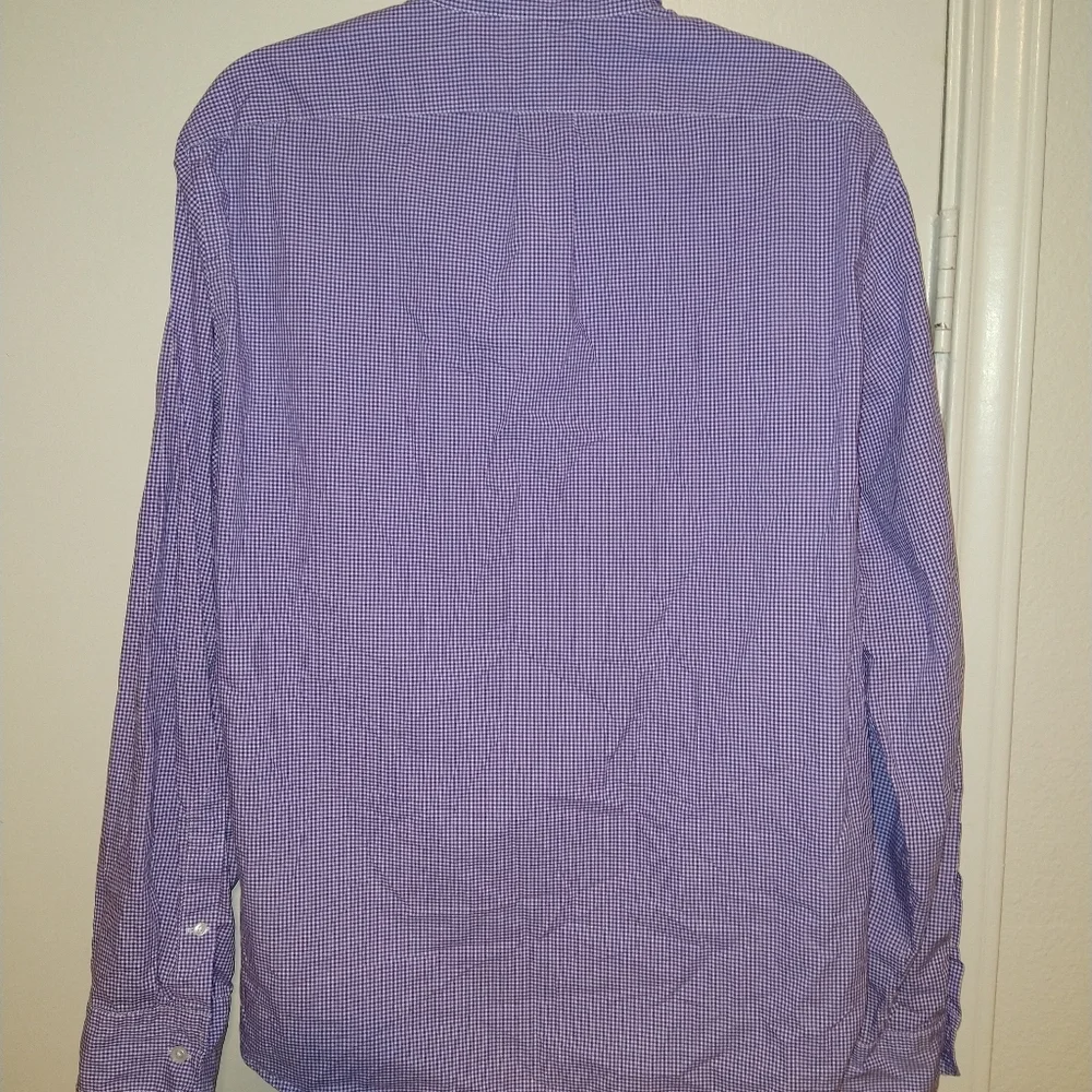 J. Crew Purple Gingham Long Sleeve Shirt Men’s size L Slim fit